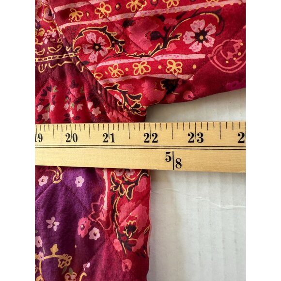 Reversible Quilted Jacket Red & Purple Paisley Print Womens Size M Country Boho - Picture 6 of 8